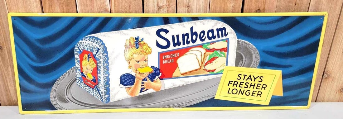 Sunbeam "Stays Fresher Longer" (blue) w/Logo Metal Sign (TAC) (1 of 8)