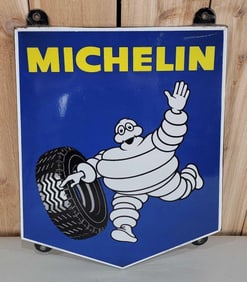(Small) Michelin w/Bibendum & Tire Porcelain Sign (TAC)