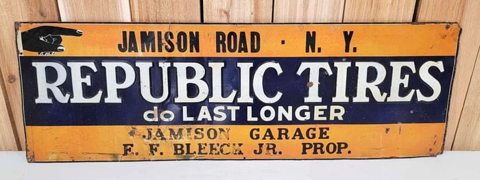 Republic Tires "do Last Longer" Metal Tacker Sign (TAC)
