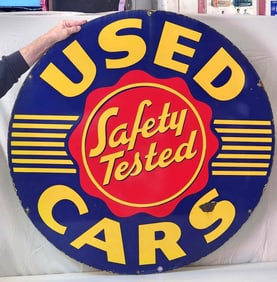 (Oldsmobile) Safety Tested Used Cars Porcelain Sign (TAC)
