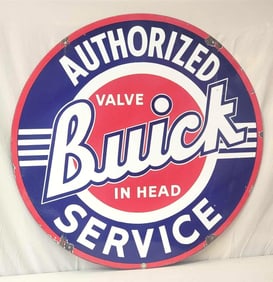 Buick Valve-in-Head Authorized Service Porcelain Sign (TAC)