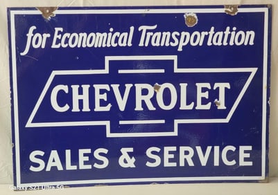 Chevrolet "for Economical Transportation" Porcelain Sign (TAC)