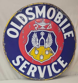 Oldsmobile Service w/Crest Logo Porcelain Sign (TAC)
