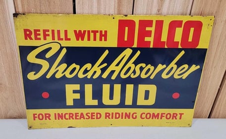 Refill with Delco Shock Absorber Fluid Metal Sign (TAC)