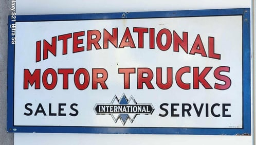 International Motor Truck Sales Service w/Triple Diamond Porcelain Sign (TAC)