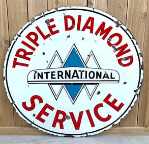 International Triple Diamond Service w/Logo Porcelain Sign (TAC)