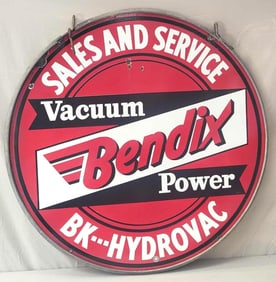Bendix Vacuum Power Sales & Service Porcelain Sign (TAC)