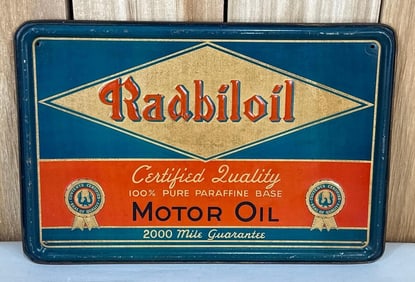 Radbiloil Motor Oil w/Logos Metal Sign (TAC)