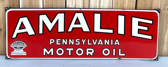 Amalie Pennsylvania Motor Oil w/Seal Porcelain Sign (TAC)