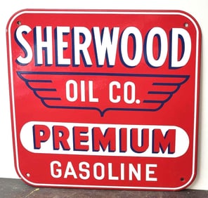 Sherwood Premium Gasoline Porcelain Pump Sign (TAC)