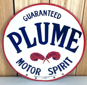 Guaranteed Plume Motor Spirit w/Logo Porcelain Sign (TAC)