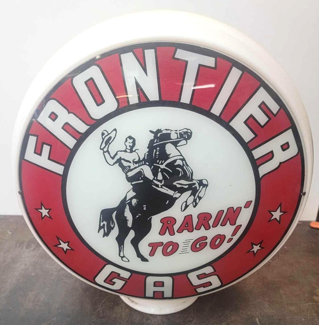 UPDATE! Frontier Gas Rarin' To Go! Logo 13.5" Globe Lenses (TAC) (1 of 4)