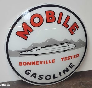 Reproduction  Pair of Mobile Gasoline 15" Globe Lenses with Image