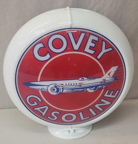 Reproduction Covery Gasoline w/Race Car Image 13.5" Globe Lenses