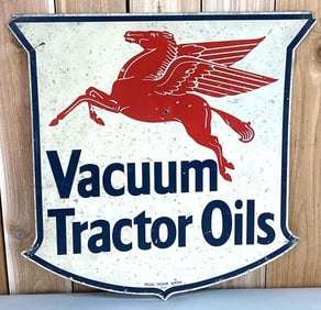 (Mobil) Vacuum Tractor Oils w/Pegasus Metal Sign (TAC)