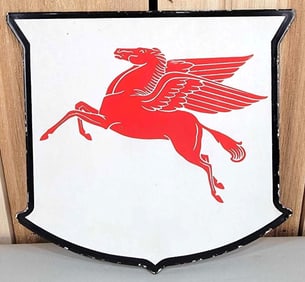(Mobil) Pegasus (back clips) Porcelain Sign