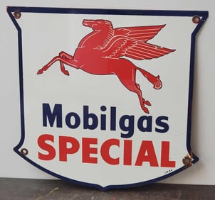 Mobilgas Special w/Pegasus Porcelain Pump Sign (TAC)