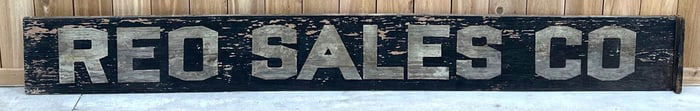REO Sales Co. Wood Sign (Ramsey E. Olds)