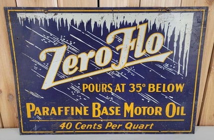 Zero Flo Paraffine Base Motor Oil Metal Sign (TAC)