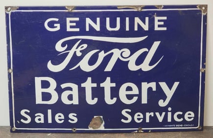 Genuine Ford Battery Sales Service Porcelain Sign (TAC)