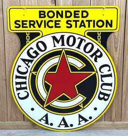 Chicago Motor Club A.A.A. Bonded Service Station Porcelain Sign (TAC)
