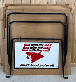 Wolf's Head Motor Oil Metal Curb Sign (TAC) NIB