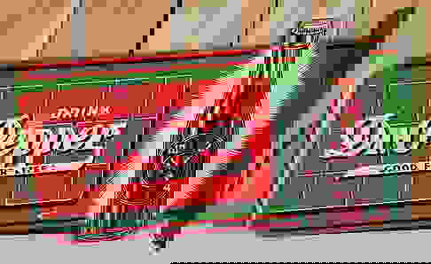 Drink Dr. Pepper "Good for Life" w/Bottle Metal Flange Sign (TAC)