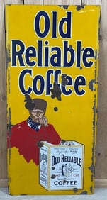 Old Reliable Coffee w/Logo Porcelain Lighthouse Sign (TAC)