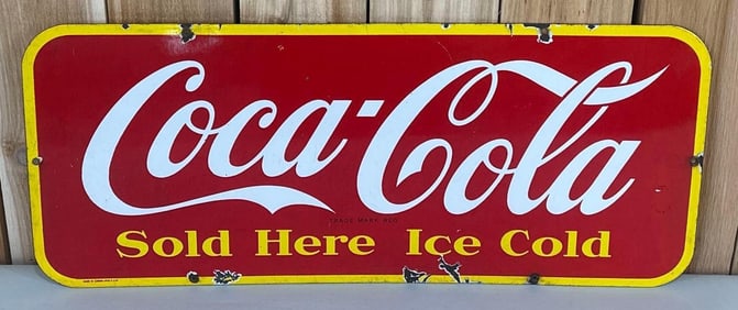 Coca-Cold Sold Here Ice Cold Porcelain Sign (TAC)