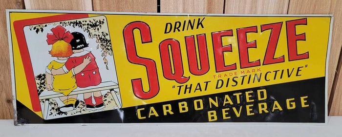 Drink Squeeze Carbonated Beverage w/Logo Metal Tacker Sign (TAC)