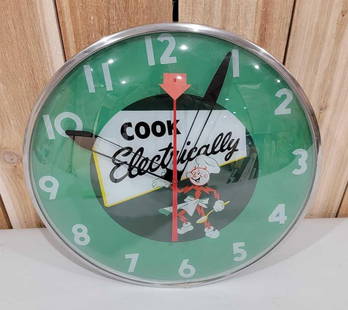 Cook Eletrically w/Ready Kil-o-Watt Lighted Clock: rated 9.5, 15"D., the clock is in very good condition, clock lights up and works, is a Telechron.