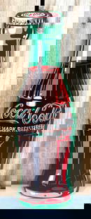 Coca-Cola Di-Cut Metal Bottle Sign (TAC): rate 9.25, 17" x 5.5", Single Sided Metal Sign, has excellent color and shine, very clean, rarity 3, TAC #044478