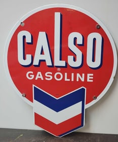 Calso Gasoline w/Logo Porcelain Pump Sign (TAC)