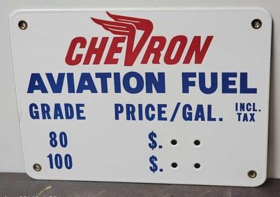 Chevron Aviation Fuel Porcelain Pricer Sign (TAC)