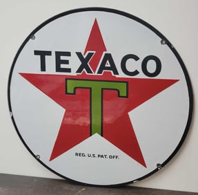 Texaco (black-T) Star Logo Porcelain Sign (TAC)