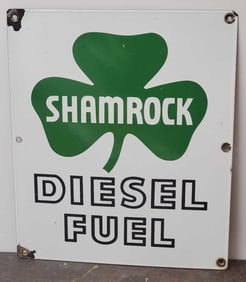 Shamrock Diesel Fuel w/Logo Porcelain Pump Sign (TAC)