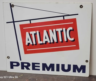Atlantic Premium w/logo Porcelain Pump Sign (TAC)