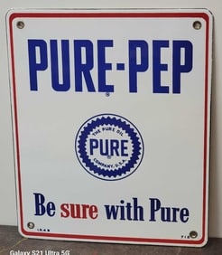 Pure-Pep w/Logo Porcelain Pump Sign (TAC)