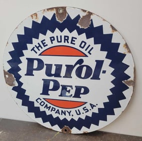 Purol-Pep w/Sawtooth Border Porcelain Sign (TAC)