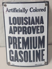 Louisiana Approved Premium Gasoline Porcelain Sign (TAC)