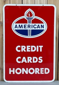 American Credit Card Honored w/Logo Porcelain Sign (TAC)