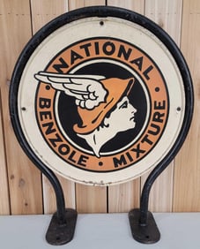 National Benzole Mixture w/Logo Metal Sign & Stand (TAC)