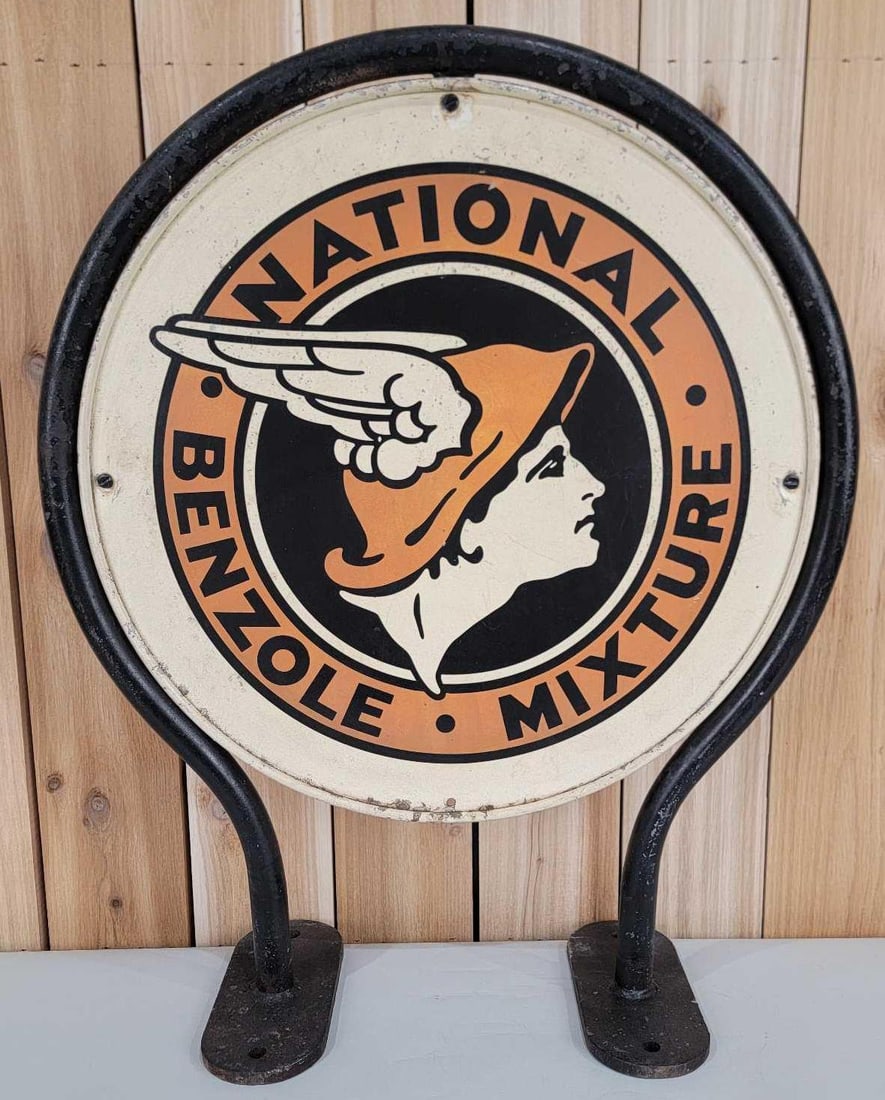 National Benzole Mixture w/Logo Metal Sign & Stand (TAC) (1 of 4)