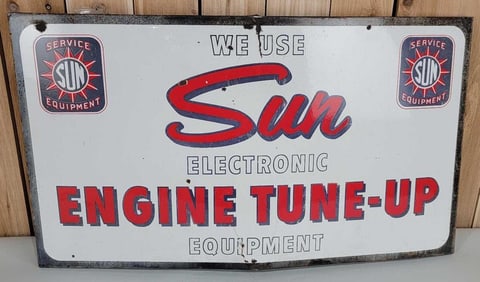 We Use Sun Electronic Engine Tune-Up Equipment Porcelain Sign (TAC)