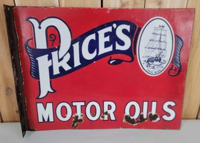 Price's Motor Oil w/Logo Porcelain Flange Sign (TAC)
