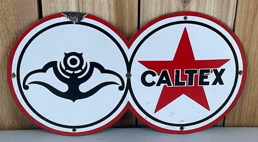 Caltex Star Logo Eight-Ball Porcelain Sign (TAC)