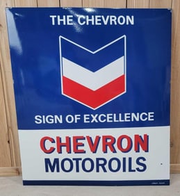 Chevron Motor Oils "Sign of Excellence" Porcelain Sign (TAC)