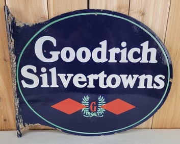 Goodrich Silvertowns w/Logo Porcelain Flange Sign (TAC)