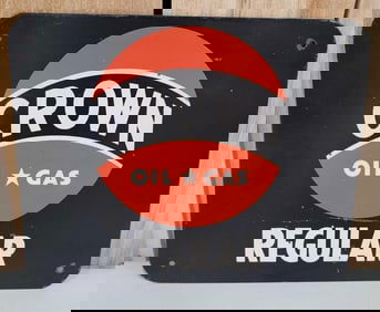 Crown Oil- Gas Regular Metal Pump Sign (TAC)