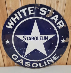 White Star Staroleum Gasoline Porcelain Sign (TAC)